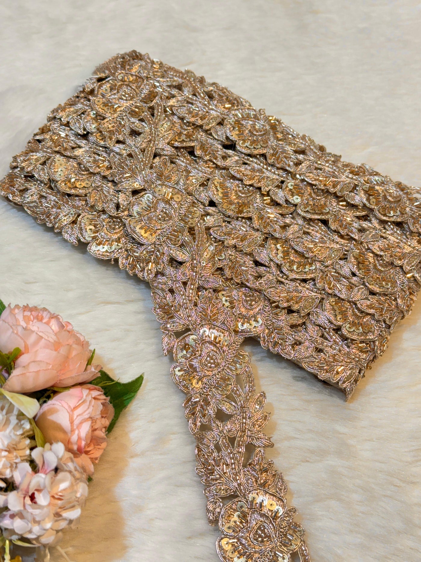 (Wholesale pack of 9 meter ) Lace Border With Cutdana and Sequins Work