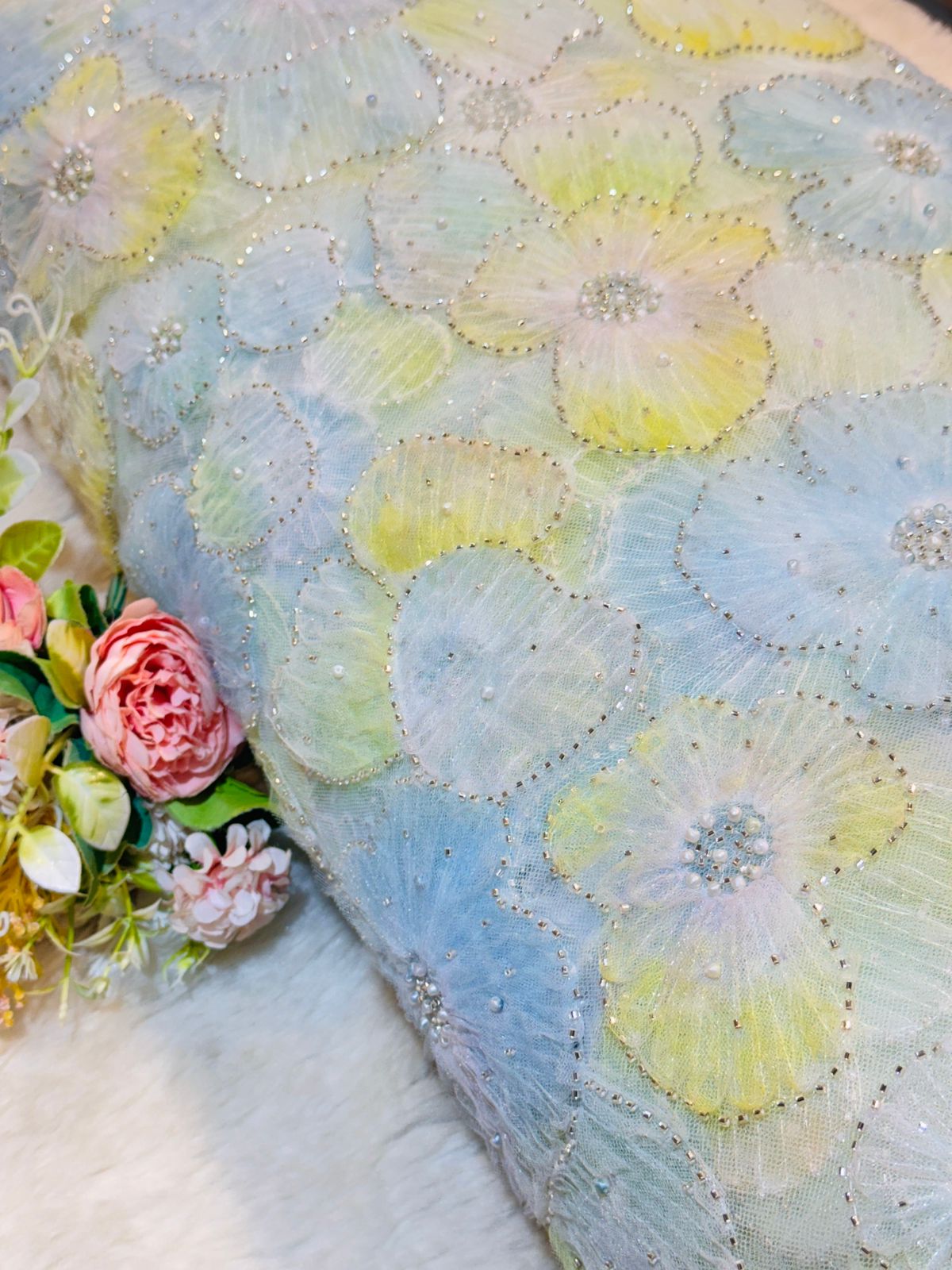 Fiza Applique Handwork Net Embroidery 54 inch width