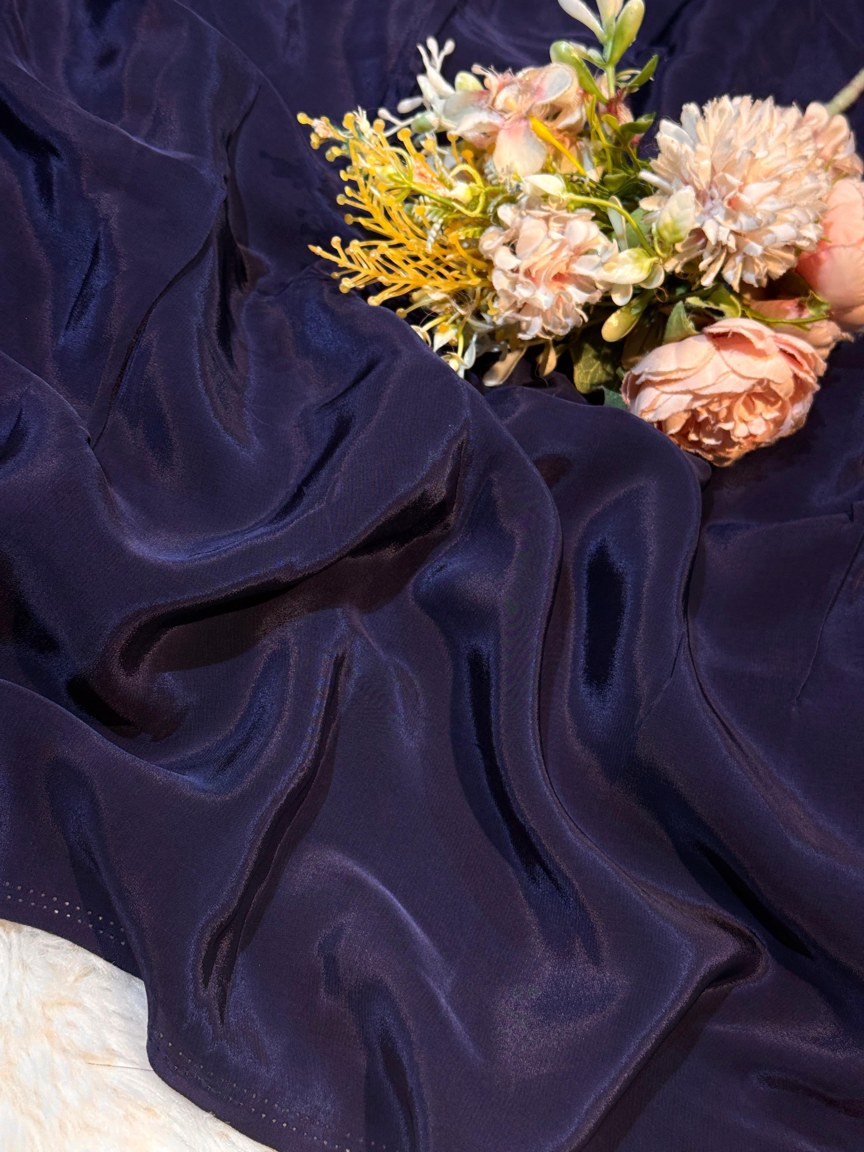 Navy Blue Pure Viscose Crape Solid Colors 44 Inch width (Shade-AI ...