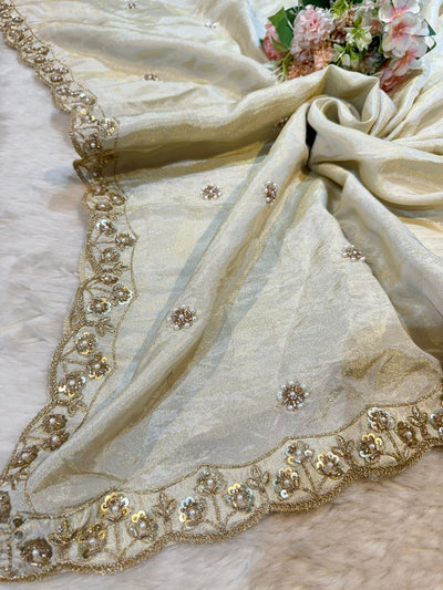 Mehz Zari Tissue Handwork Dyeable Dupatta