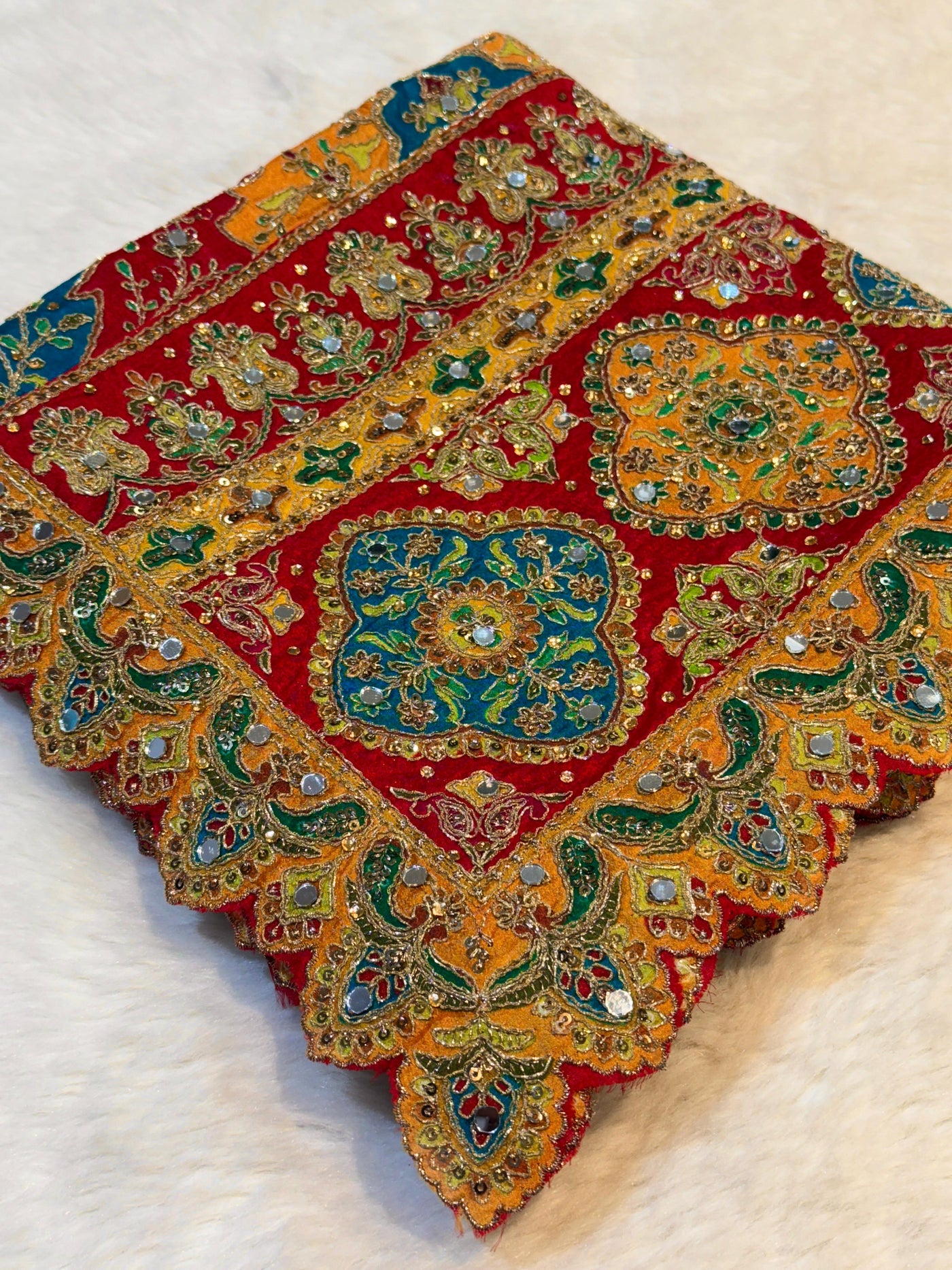 Pure Chinon Leher Handwork  Dupatta With real mirror work 2.50 meter length