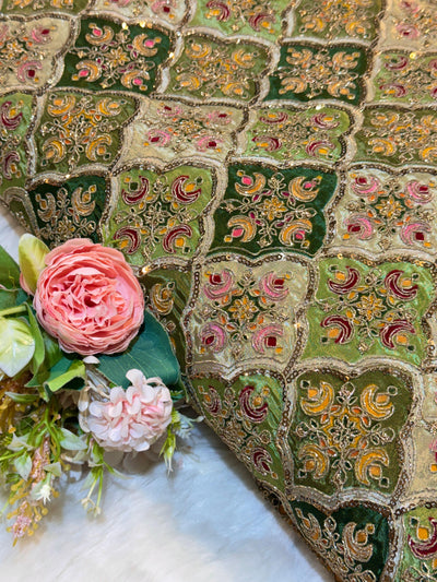 Pure Crape Embroidery with Zari and Sequins Work 44 Inch Width