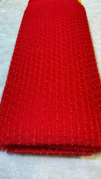 Net Stripe Handwork Nets with Cutdana and Pearl work 54 inch width