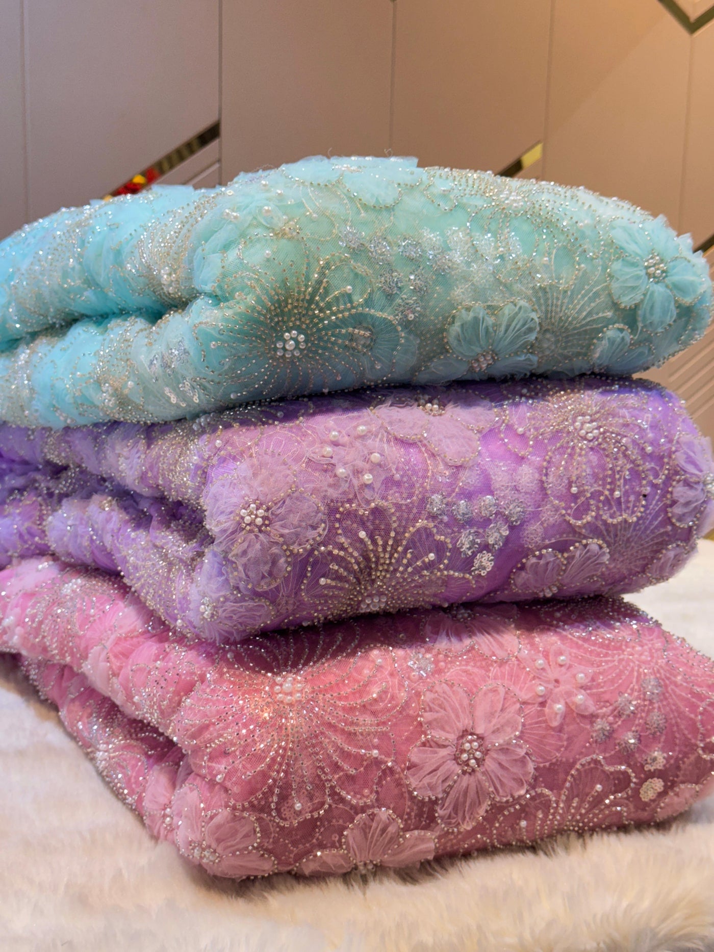 Ruhi Appliqué Handwork Net Embroidery 54 inch width