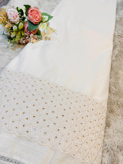 Pure Cotten Chikankari Cutwork For palazzo and Salwars 48 Inch width