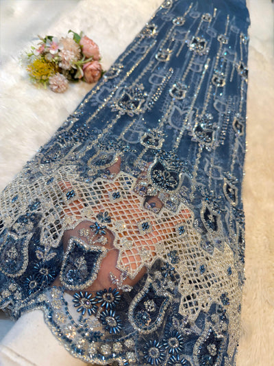 Imported Handwork Net Embroidery with Velvet Applique Work 54 inch width