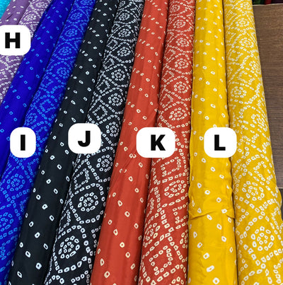 Pure Bamberg Crape Bandhej Suit sets (Shirt Bottom Sets 2.50 meter each )