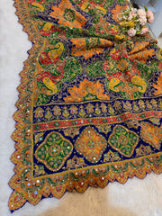 Pure Chinon Leher Handwork  Dupatta With real mirror work 2.50 meter length