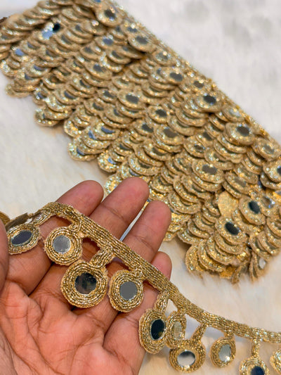 (Wholesale pack of 9 meter ) Lace Border With Mirror work