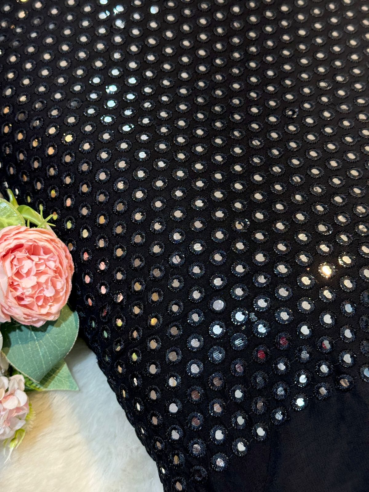Pure Viscose Georgette Mirrror Embroidery 44 inch width
