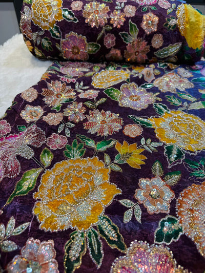 Iqra Pure Chinon  Handwork Embroidery 44 Inch width