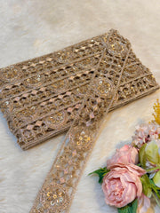 (Wholesale pack of 9 meter ) Lace Border With Cutdana and Sequins