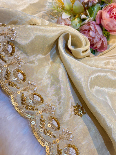 Mehz Zari Tissue Handwork Dyeable Dupatta (2.40 meter length)