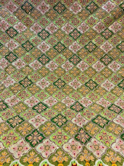Pure Crape Embroidery with Zari and Sequins Work 44 Inch Width