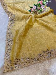 Heeramandi Pure Crush Tissue Dupatta With Cutwork Four side 2.50 Meter length