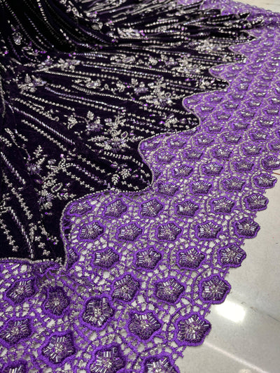 Imported Handwork Velvet Embroidery 50 inch width With Crochet￼ Border