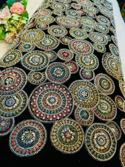 (Precut of 0.4 Meter) Inayat Pure Microvelvet Handwork Embroidery 44 Inch width