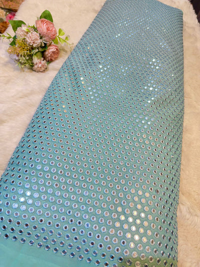Pure Viscose Georgette Mirrror Embroidery 44 inch width