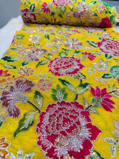 Iqra Pure Chinon  Handwork Embroidery 44 Inch width