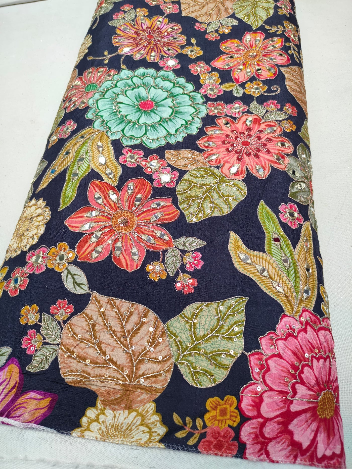 Boho Big Width Silk Floral Embroidery Handwork 48 inch width