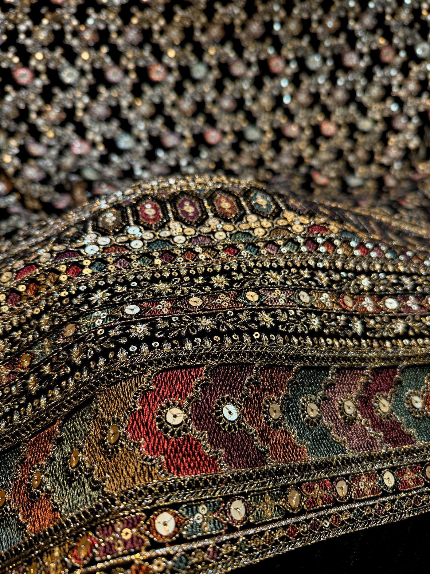 Black velvet Embroidery Thread and Sequins work 48 Inch width