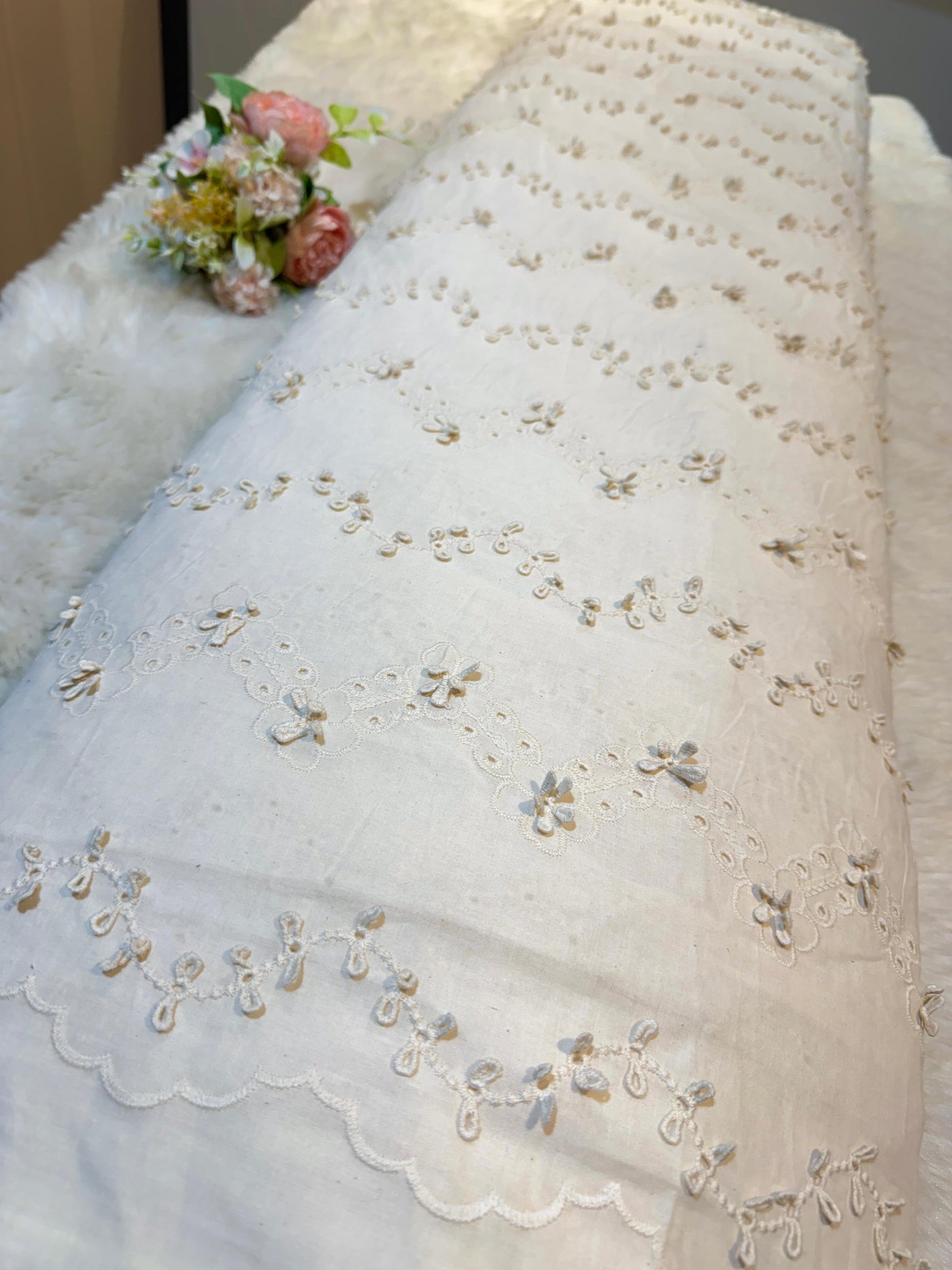 Imported Pure Cotten Chikan Lacework 48 inch width
