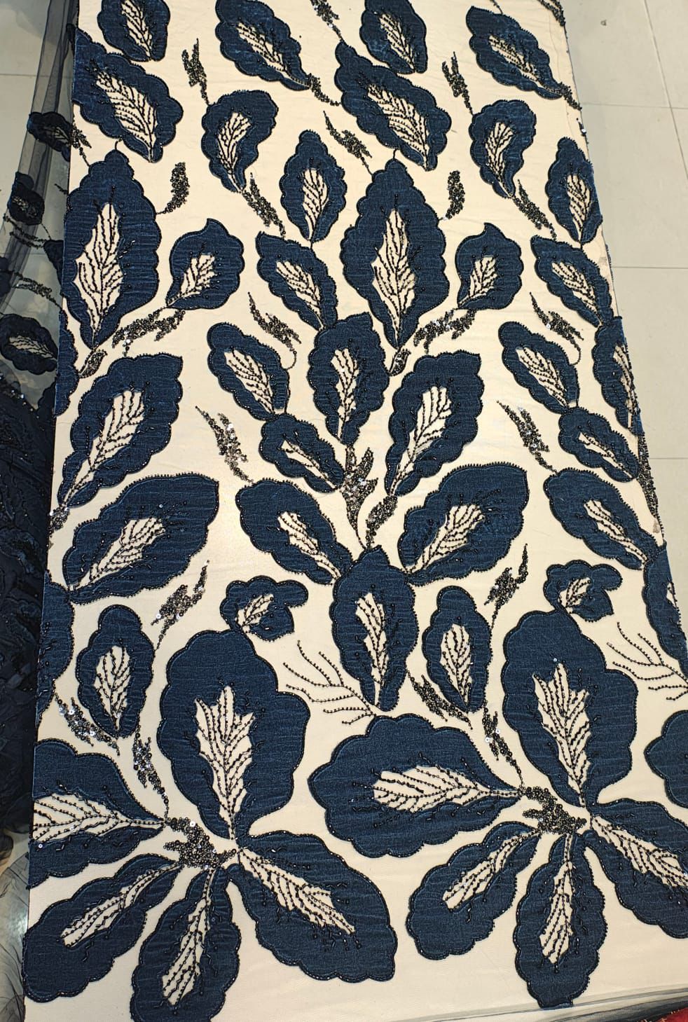 Imported Net Handwork with Velvet Applique Work 54 inch width