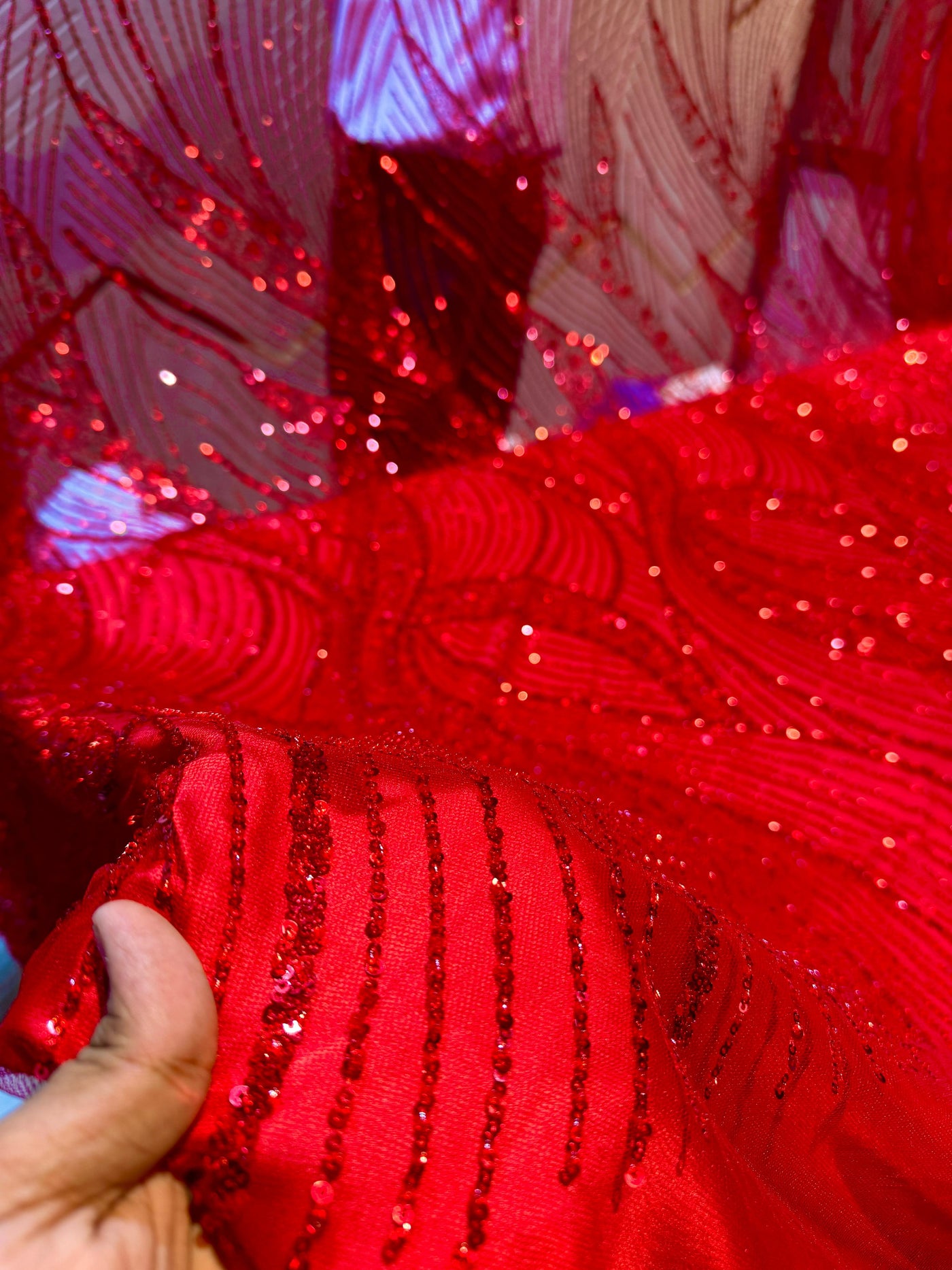 Red Net Imported Handwork Net Embroidery Fabric 54 inch width