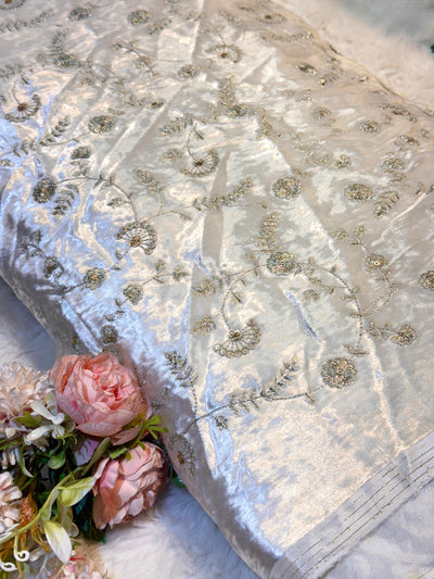 Pure Velvet Dyeable Embroidery With Floral Zari jal 44 inch width