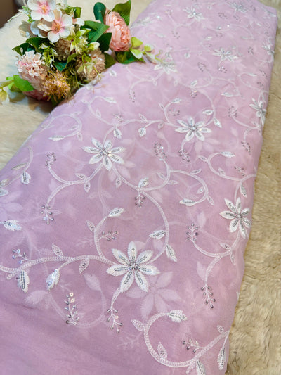 Madhavi Pure Georgette Threadwork  Embroidery 44 Inch width