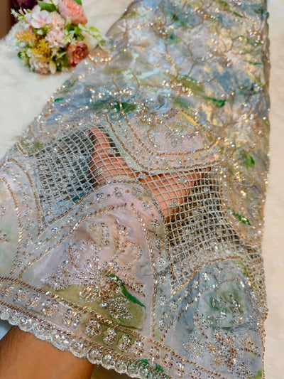 Unjum Jimmy Choo Handwork Embroidery With Daaman Work 54 inch width