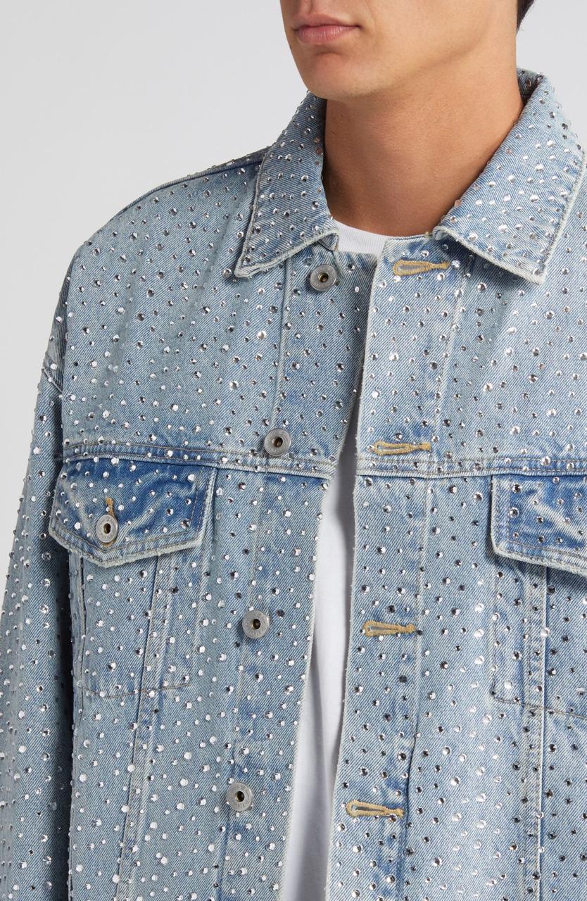 Denim Rhinestone Fabric  54 Inch width