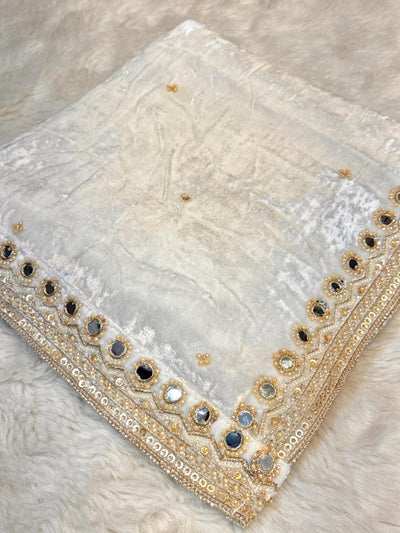 Nehchal Pure Velvet Handwork Dupatta Dyeabale 2.50 meter length