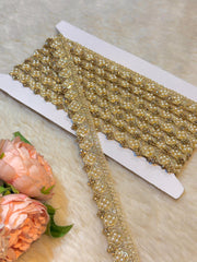 (Wholesale pack of 9 meter ) Lace Border With Stone and Pearl Work