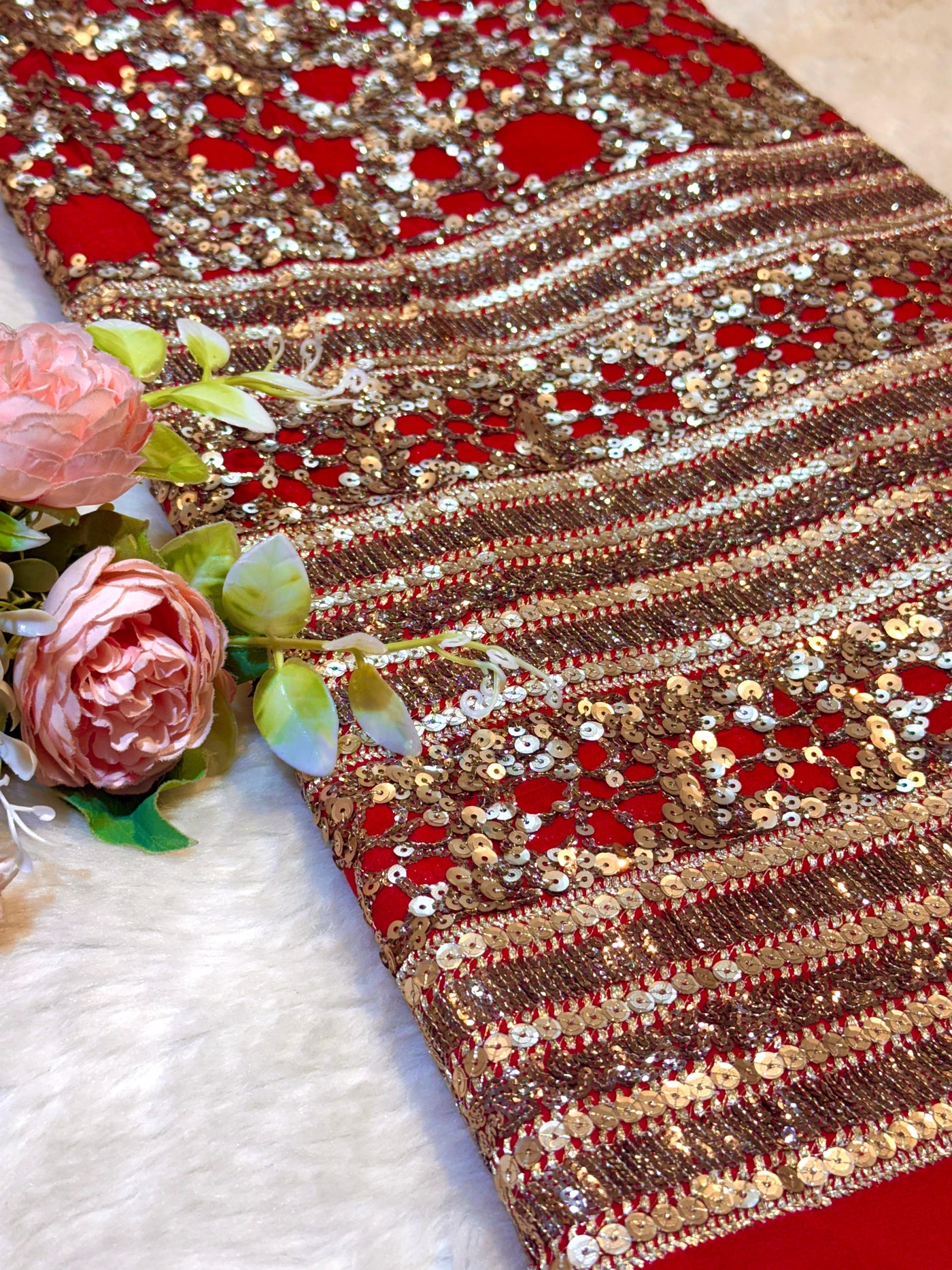 Georgette Sequins Embroidery With Heavy Daaman 50 Inch Width
