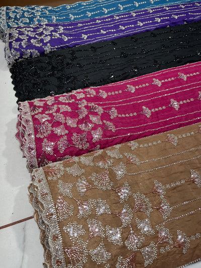 (Mix and Match )Chiffon Georgette  Embroidery  54 inch width / Chiffon-Georgette  Dupatta With Two side borders  37 inch width