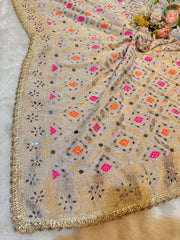 White Sheeshmahal Pure Georgette Handwork Dupatta 2.35 Meter length