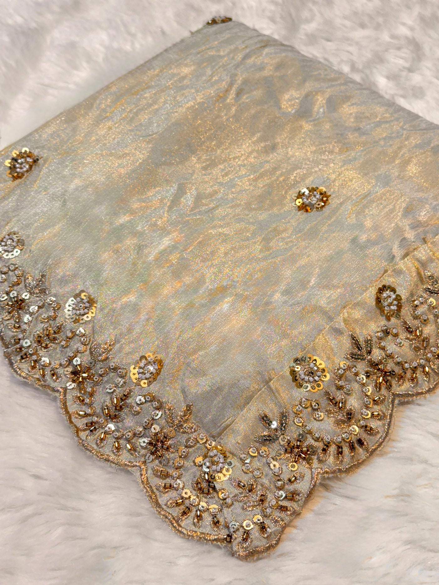 Mehz Zari Tissue Handwork Dyeable Dupatta (2.40 meter length)