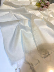 Original Pure Chanderi dyeable dupatta With Tassles 2.50 meter length 36 inch width