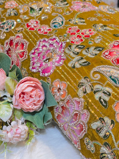 Azda Pure Crape Handwork Embroidery 44 Inch Width
