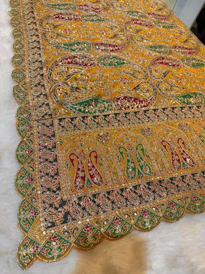 Mustard Yellow Pure Georgette Lahori Dupatta 2.50 meter length 37 inch width