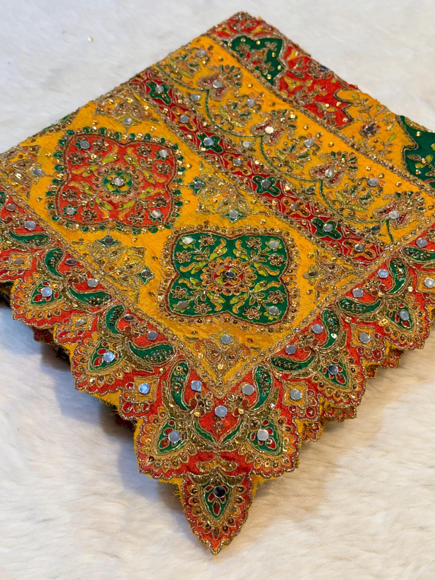 Pure Chinon Leher Handwork  Dupatta With real mirror work 2.50 meter length