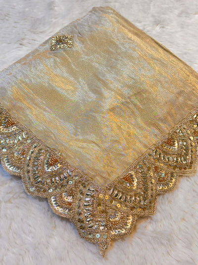 Mehz Pro Zari Tissue Handwork Dyeable Dupatta (2.40 meter length)