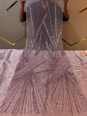 (Precut of 0.50 Meter) Handwork Net Embroidery With Beads and Cutdana 44 Inch Width