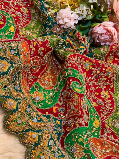 Pure Chinon Leher Handwork  Dupatta With real mirror work 2.50 meter length