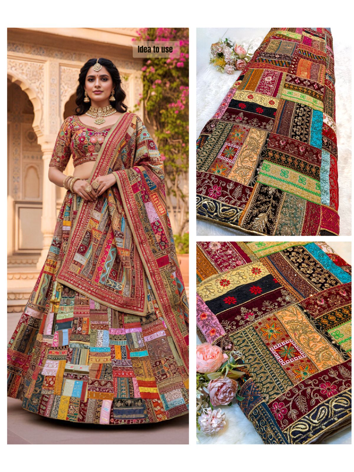 Silk Parchwork Lace Fabric Checks Pattern 48 inch width