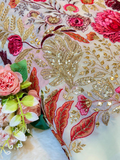 Eena Georgette Thread And Sequins Embroidery 50 Inch width