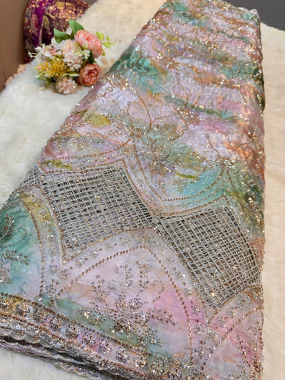 Unjum Jimmy Choo Handwork Embroidery With Daaman Work 54 inch width