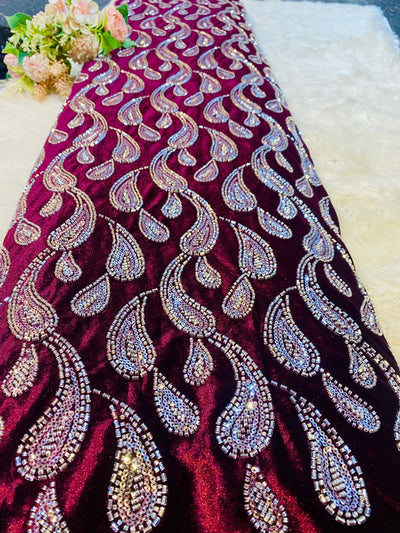 Shaheen Imported Velvet Handwork 54 Inch width