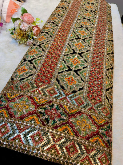 Guzarish Crape Floral Embroidery  48 inch width
